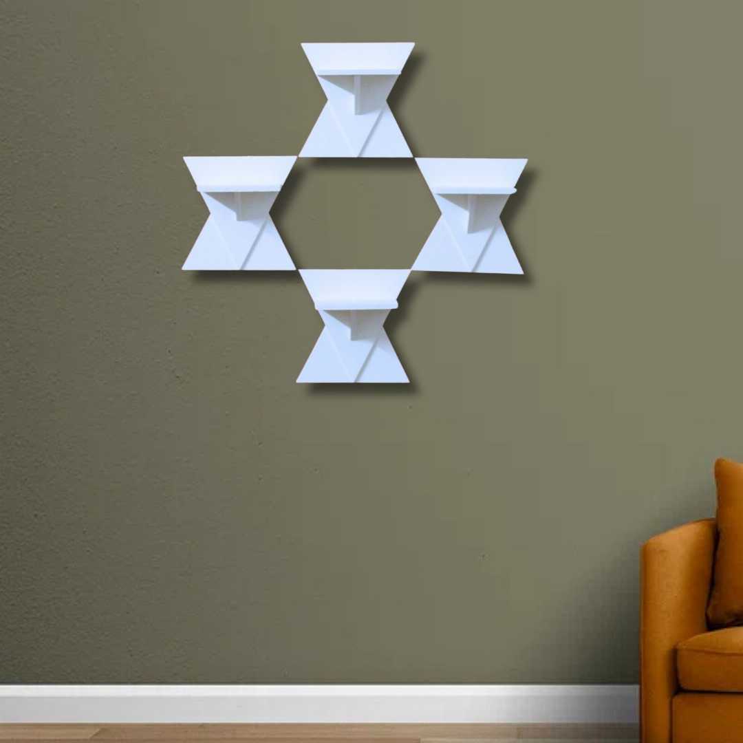 wall shelf, floating shelf, PVC wall shelf, star shape shelf, modern shelf, home decor shelf, decorative shelf, wall-mounted shelf, stylish wall rack, corner shelf, plastic shelf, waterproof shelf, m