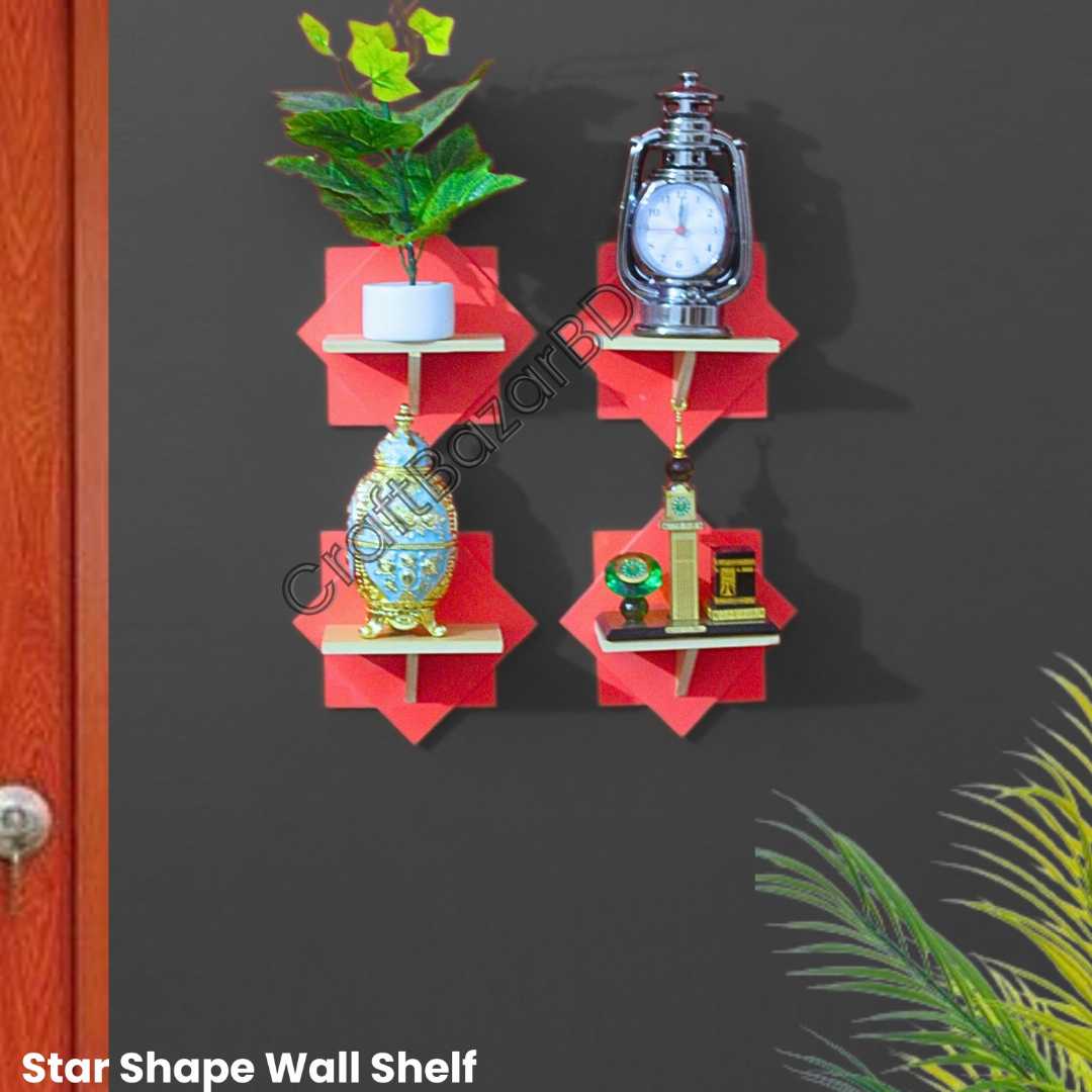 wall shelf, floating shelf, PVC wall shelf, star shape shelf, modern shelf, home decor shelf, decorative shelf, wall-mounted shelf, stylish wall rack, corner shelf, plastic shelf, waterproof shelf, m