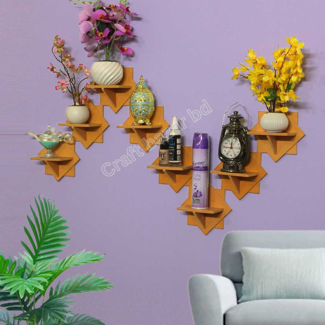 wall shelf, floating shelf, PVC wall shelf, star shape shelf, modern shelf, home decor shelf, decorative shelf, wall-mounted shelf, stylish wall rack, corner shelf, plastic shelf, waterproof shelf, m