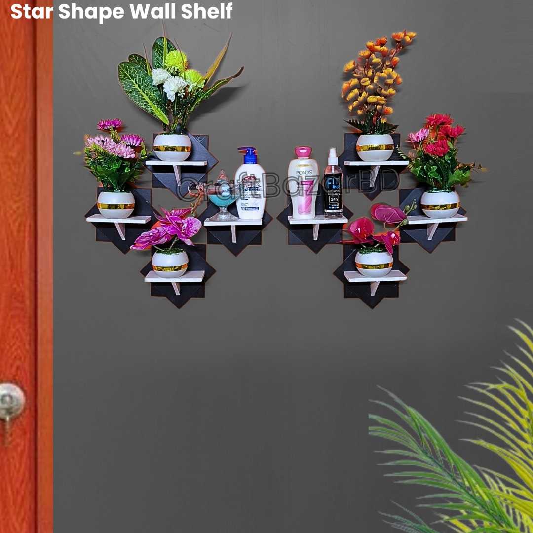 wall shelf, floating shelf, PVC wall shelf, star shape shelf, modern shelf, home decor shelf, decorative shelf, wall-mounted shelf, stylish wall rack, corner shelf, plastic shelf, waterproof shelf, m
