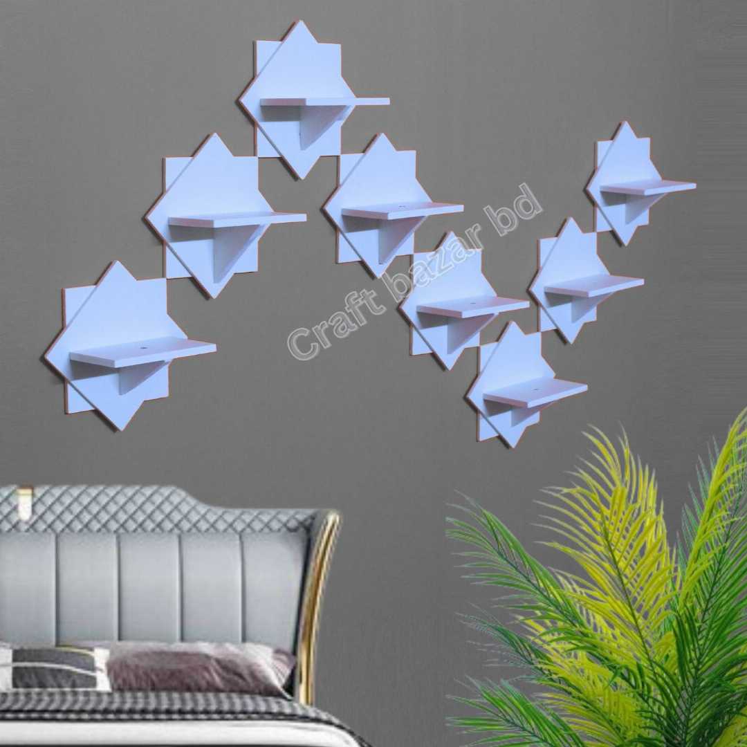 wall shelf, floating shelf, PVC wall shelf, star shape shelf, modern shelf, home decor shelf, decorative shelf, wall-mounted shelf, stylish wall rack, corner shelf, plastic shelf, waterproof shelf, m